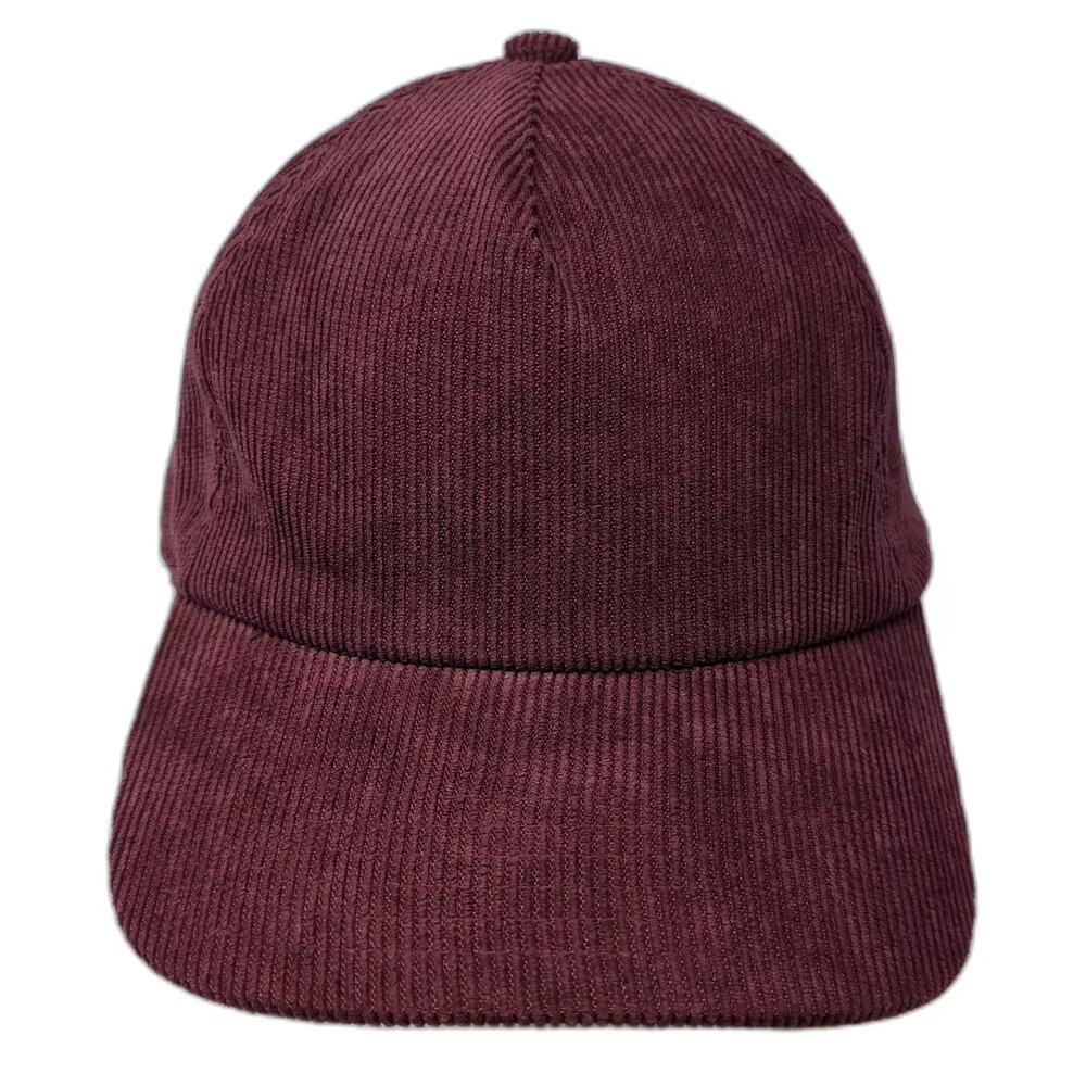 Original Use Red Corduroy 5 Panel Hat Brown Slideback One Size Adjustable